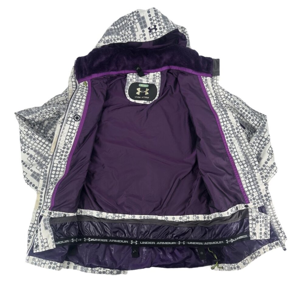 Under Armour Insulated Waterproof Ski Jacket Small White Gray Dot - Picture 6 of 8